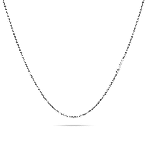 Bold Alphabet Letter Initial Charm Necklace in White Gold Tone